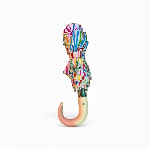 Dooney & Bourke Multi Colored Vintage Umbrella with Leather Handle - Picture 9 of 9